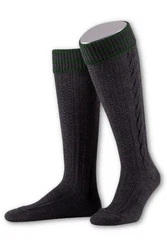 Lusana Trachtensocken Trachten Kniestrümpfe L8995R anthrazit/oliv (L8995R)