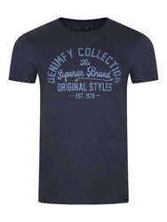 DENIMFY T-Shirt Herren Printshirt DFNuri Regular Fit Dunkelblau