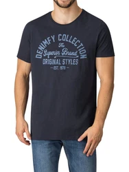 DENIMFY T-Shirt Herren Printshirt DFNuri Regular Fit Dunkelblau
