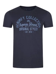 DENIMFY T-Shirt Herren Printshirt DFNuri Regular Fit Dunkelblau