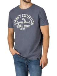 DENIMFY T-Shirt Herren Printshirt DFNuri Regular Fit Dunkelblau/Grau/Blau/Hellblau/Dunkelgrün