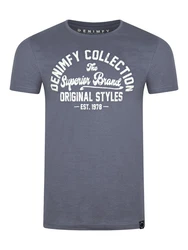 DENIMFY T-Shirt Herren Printshirt DFNuri Regular Fit Dunkelblau/Grau/Blau/Hellblau/Dunkelgrün