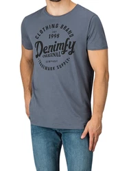 DENIMFY T-Shirt Herren Printshirt DFNuri Regular Fit Blau/Hellblau