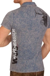MarJo Trachtenshirt ALPENRAUSCH blau/khaki