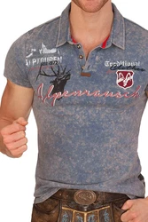 MarJo Trachtenshirt ALPENRAUSCH blau/khaki