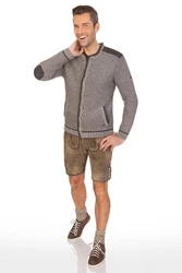 Spieth & Wensky Trachtenstrickjacke GERHARD grau/jeansblau