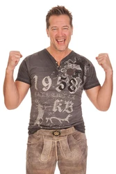 KRÜGER BUAM Trachtenshirt VIKTOR anthrazit/helloliv