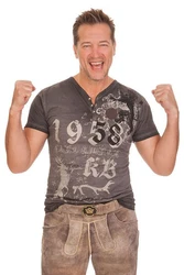 KRÜGER BUAM Trachtenshirt VIKTOR anthrazit/helloliv
