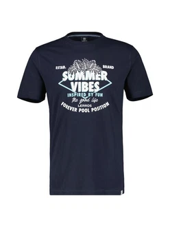 LERROS T-Shirt mit Frontprint Dunkelblau/Blau