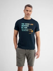 LERROS T-Shirt mit Frontprint Dunkelblau/Blau