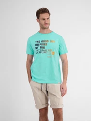 LERROS T-Shirt mit Frontprint Grün/Blau/Türkis