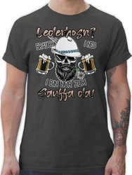 Shirtracer T-Shirt Lederhose Spruch Lausbua Bayrisch Party Тrinken Herren Dunkelgrau/Grau
