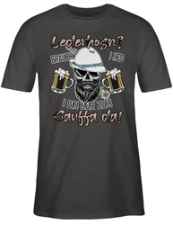Shirtracer T-Shirt Lederhose Spruch Lausbua Bayrisch Party Тrinken Herren Dunkelgrau/Grau