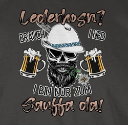 Shirtracer T-Shirt Lederhose Spruch Lausbua Bayrisch Party Тrinken Herren Dunkelgrau/Grau