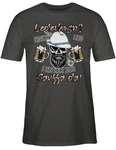 Shirtracer T-Shirt Lederhose Spruch Lausbua Bayrisch Party Тrinken Herren Dunkelgrau/Grau