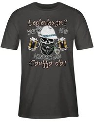 Shirtracer T-Shirt Lederhose Spruch Lausbua Bayrisch Party Тrinken Herren Dunkelgrau/Grau