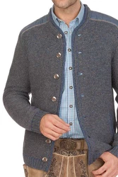 Spieth & Wensky Trachtenstrickjacke GERHARD grau/jeansblau