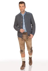Spieth & Wensky Trachtenstrickjacke GERHARD grau/jeansblau