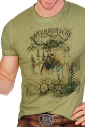 MarJo Trachtenshirt Herren GUIDO hellgrau/sand antik