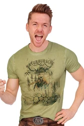 MarJo Trachtenshirt Herren GUIDO hellgrau/sand antik