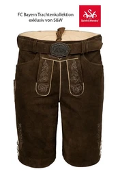 Trachtenlederhose Lederhose Herren kurz FC Bayern Mnchen - ZURRO - dunkelbraun
