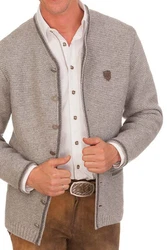 Spieth & Wensky Trachtenstrickjacke GOTTFRIED hellgrau/jeansblau