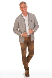 Spieth & Wensky Trachtenstrickjacke GOTTFRIED hellgrau/jeansblau