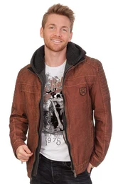 Outdoorjacke Lederjacke Herren - LEOPOLD - cognac
