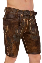 Trachtenlederhose Lederhose Herren kurz - ANANDO - rusty brown