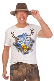 KRGER BUAM Trachtenshirt Trachtenshirt Herren - HOPFEN - wei