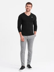 OMBRE Herren Longsleeve Schwarz/Hellblau/Braun