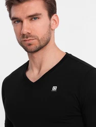 OMBRE Herren Longsleeve Schwarz/Hellblau/Braun