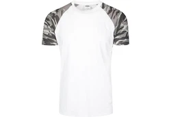 URBAN CLASSICS T-Shirt Raglan Contrast Tee Weiß/Dunkelgrün/Grün/Schwarz