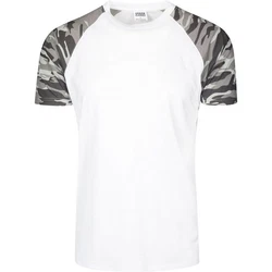 URBAN CLASSICS T-Shirt Raglan Contrast Tee Weiß/Dunkelgrün/Grün/Schwarz