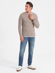 OMBRE Strickpullover Herrenpullover Rundhalsausschnitt Khaki/Beige/Braun/Grau