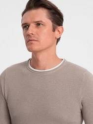 OMBRE Strickpullover Herrenpullover Rundhalsausschnitt Khaki/Beige/Braun/Grau