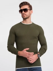 OMBRE Strickpullover Herrenpullover Rundhalsausschnitt Dunkelgrün/Khaki