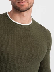 OMBRE Strickpullover Herrenpullover Rundhalsausschnitt Dunkelgrün/Khaki