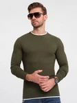 OMBRE Strickpullover Herrenpullover Rundhalsausschnitt Dunkelgrün/Khaki
