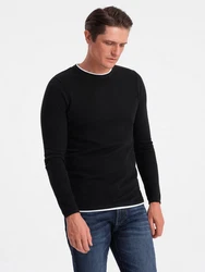 OMBRE Strickpullover Herrenpullover Rundhalsausschnitt Schwarz