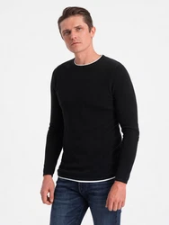 OMBRE Strickpullover Herrenpullover Rundhalsausschnitt Schwarz