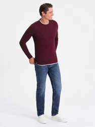OMBRE Strickpullover Herrenpullover Rundhalsausschnitt Dunkelrot/Bordeaux
