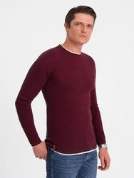 OMBRE Strickpullover Herrenpullover Rundhalsausschnitt Dunkelrot/Bordeaux