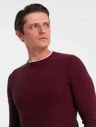 OMBRE Strickpullover Herrenpullover Rundhalsausschnitt Dunkelrot/Bordeaux
