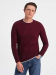 OMBRE Strickpullover Herrenpullover Rundhalsausschnitt Dunkelrot/Bordeaux