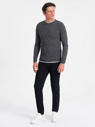 OMBRE Strickpullover Herrenpullover Rundhalsausschnitt Dunkelblau/Grau/Hellblau