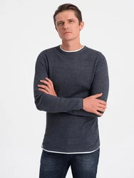 OMBRE Strickpullover Herrenpullover Rundhalsausschnitt Dunkelblau/Grau/Hellblau