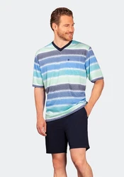 Hajo Schlafanzug Shorty Klima-Soft Mischfarben/Grau/Blau/Türkis
