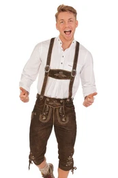 Trachtenlederhose Kniebundlederhose - JUSTIN 3 - erdnuss, bison