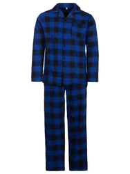 Henry Terre Schlafanzug Pyjama Set Langarm Blau/Dunkelblau/Hellblau